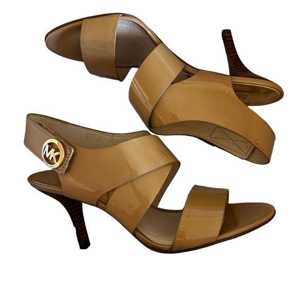 MICHAEL KORS JOSSELLE OPEN TOE WOMANS CAMEL LEATHER SHOE SZ 7M - Picture 7 of 13